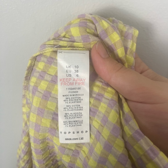 Topshop Seersucker Check Wrap Dress in Lime and Lilac-Multi size 6 - Picture 9 of 10